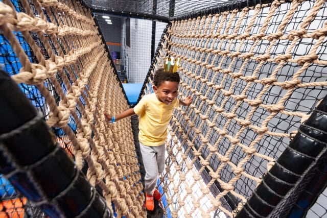 Kids at a Sky Zone Indoor Playground