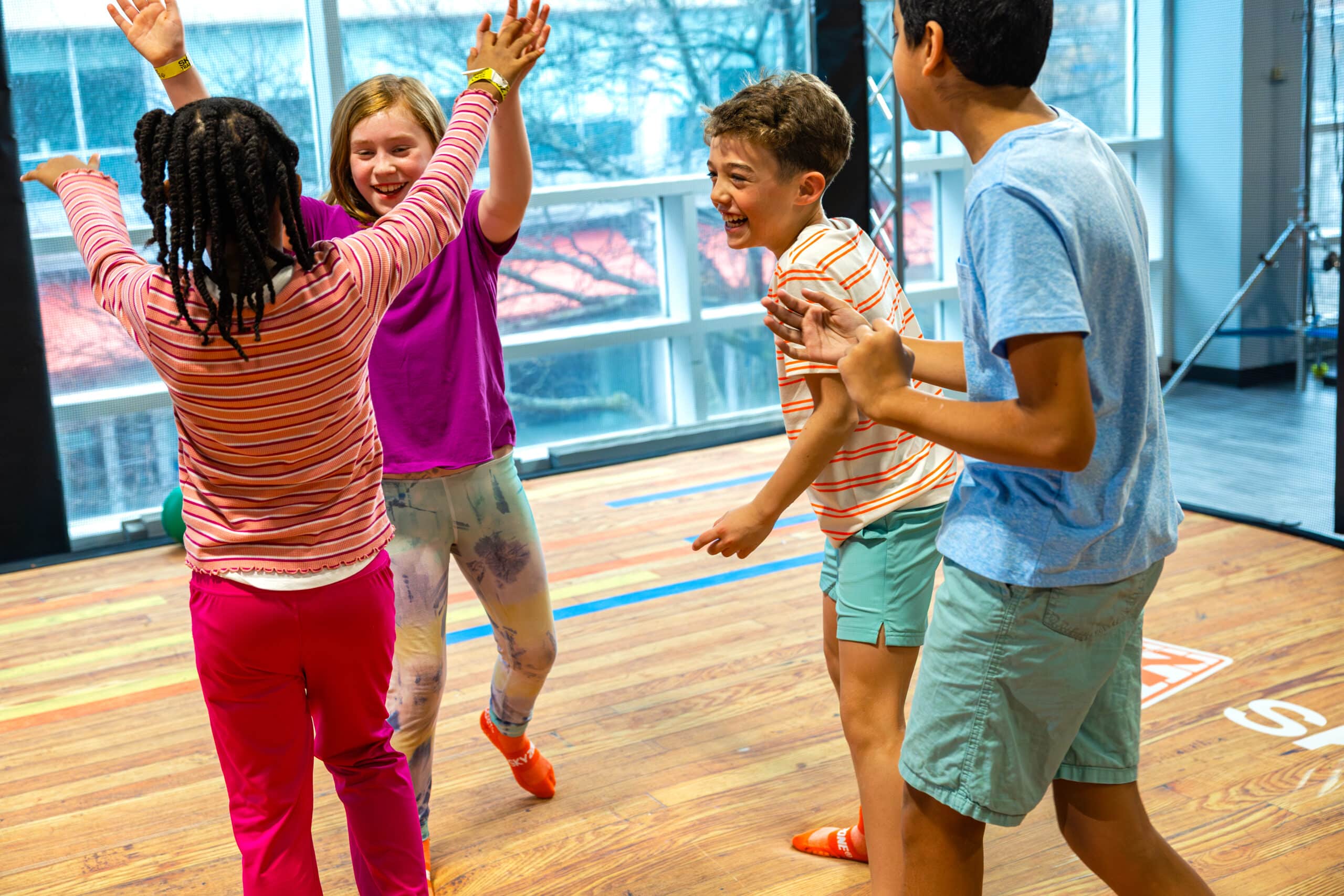Kids playing Air Court Dodgeball at Sky Zone