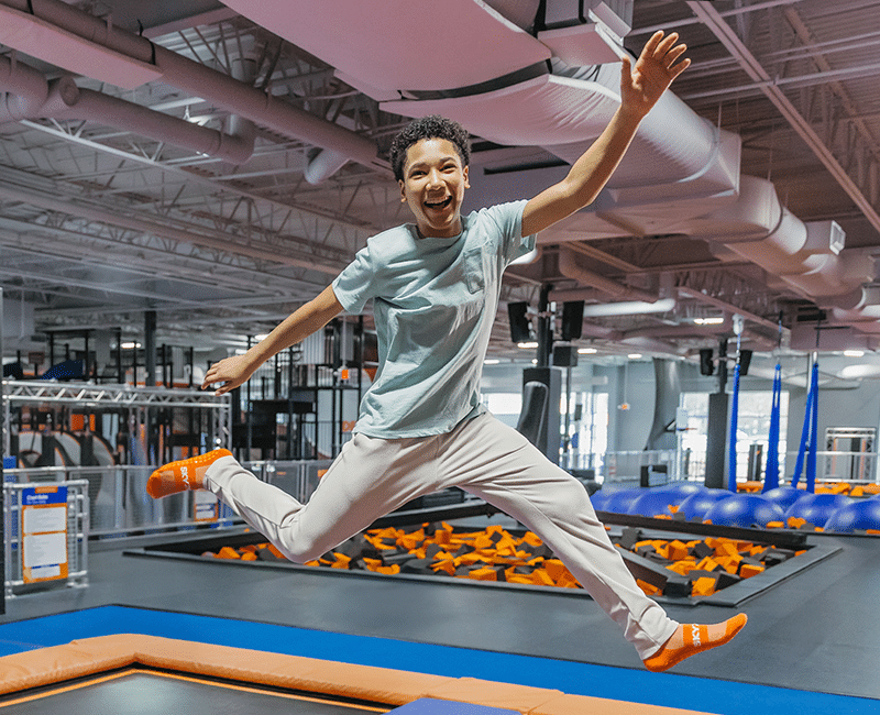 Kid having fun at Sky Zone during Sunday Funday