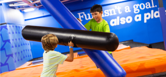 Kids having fun at Sky Zone with BOGO ticket deals